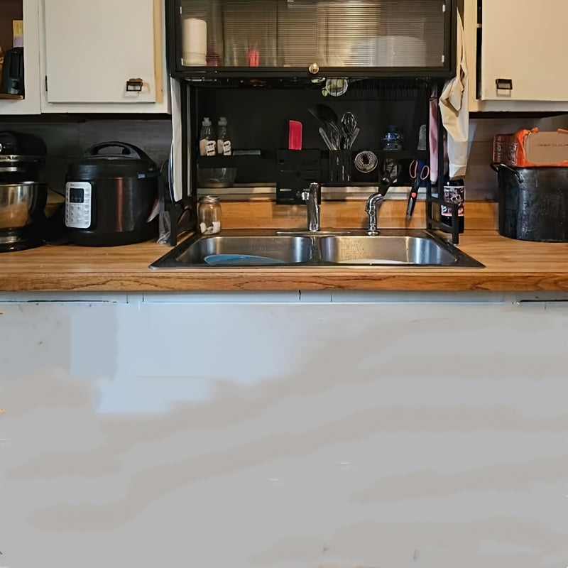 Modern Over-Sink Dish Drying Rack with Dustproof Clamshell Door