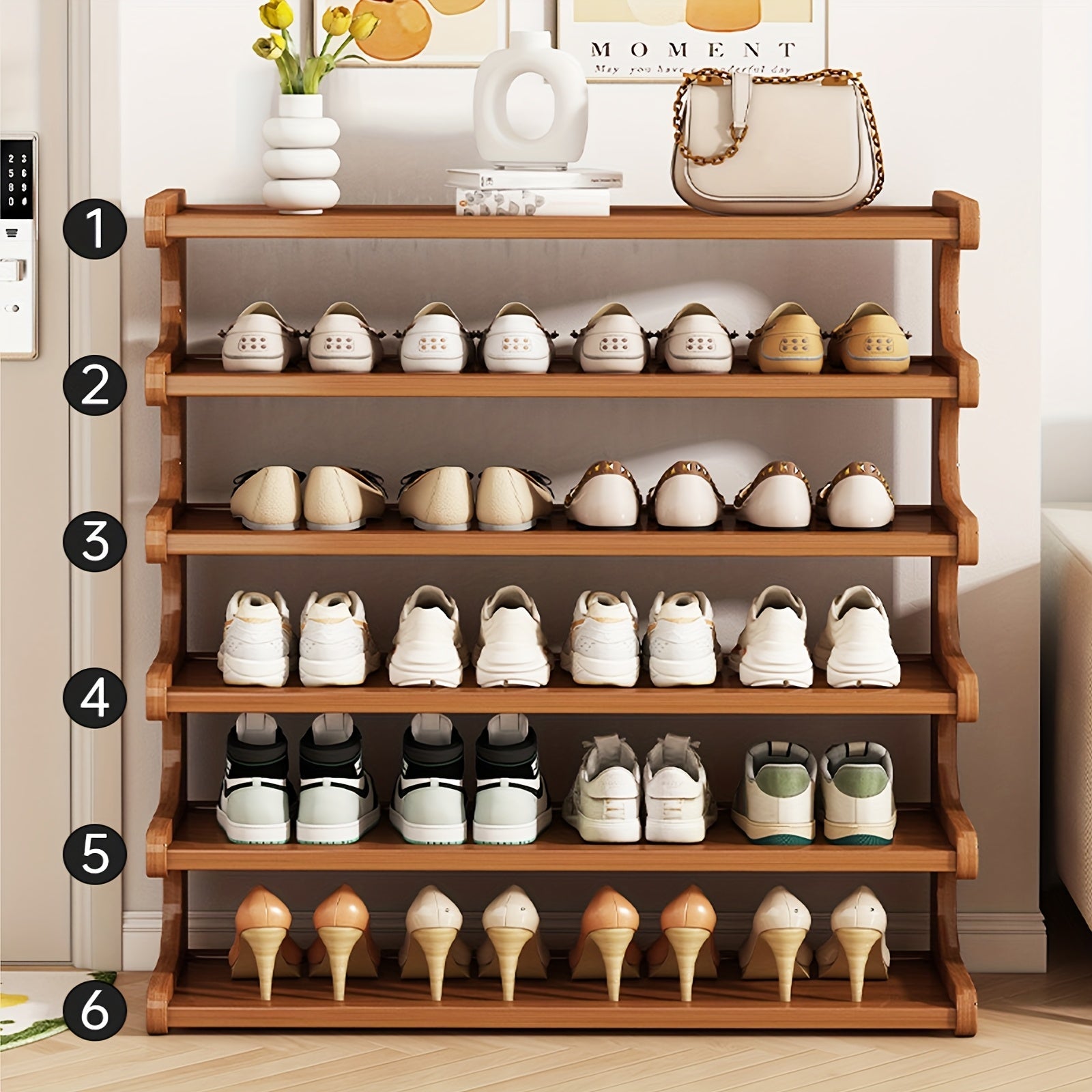 5/6 Tier Bamboo Shoe Rack Organizer for Modern Entryways