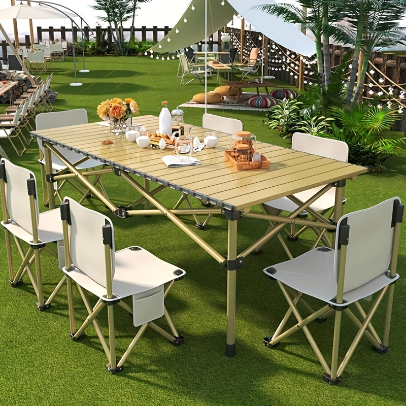 Portable Folding Camping Table, Adjustable Height Picnic Table