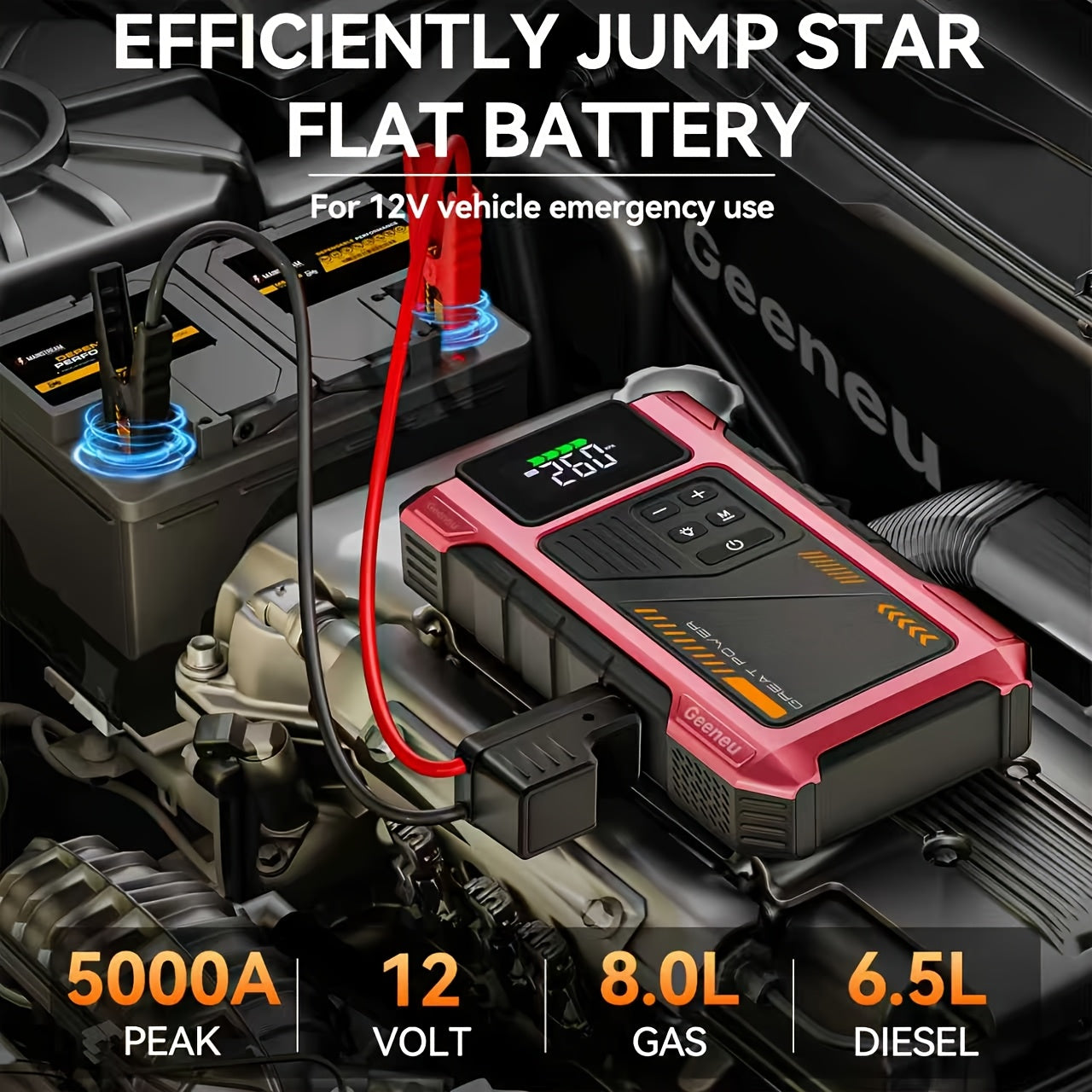 9-in-1 Portable Jump Starter and Air Compressor for 12V Vehicles