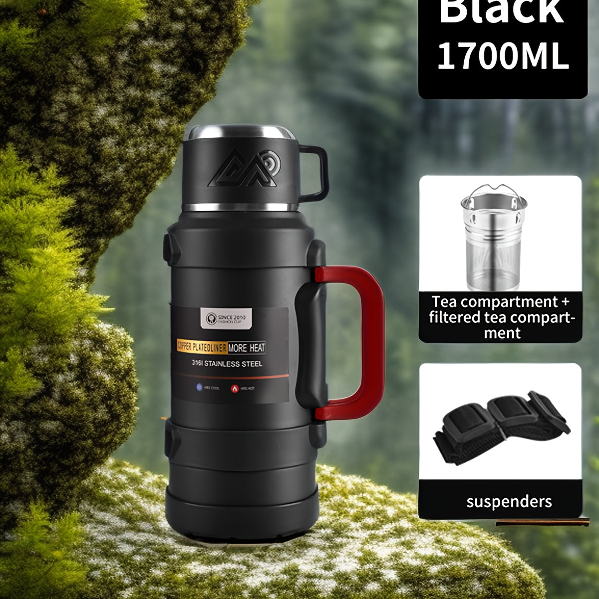 Insulated Stainless Steel Water Bottle with Handle and Tea Infuser