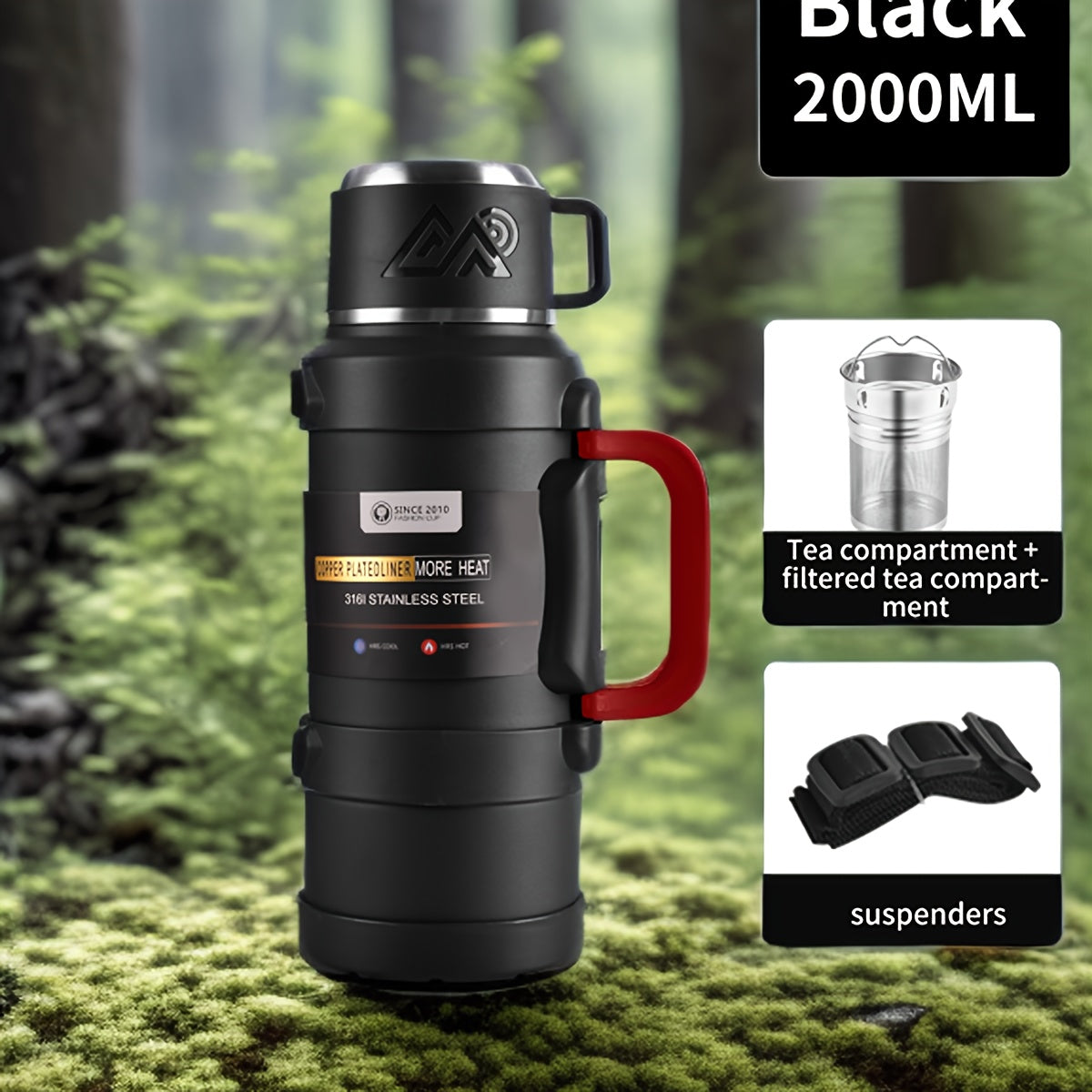 Insulated Stainless Steel Water Bottle with Handle and Tea Infuser