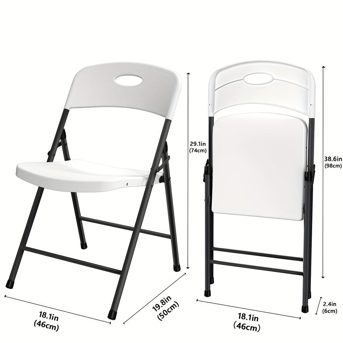 Heavy Duty White Plastic Folding Chairs - Metal Frame Multi-Pack