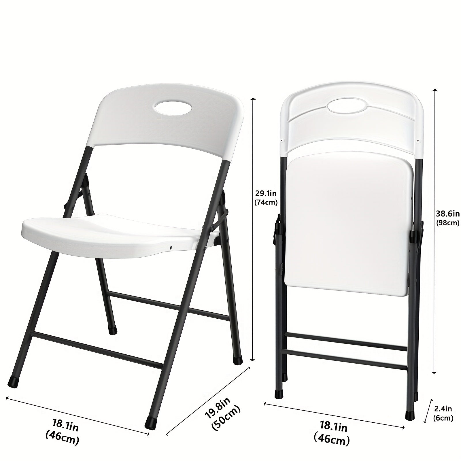 Heavy Duty White Plastic Folding Chairs - Metal Frame Multi-Pack