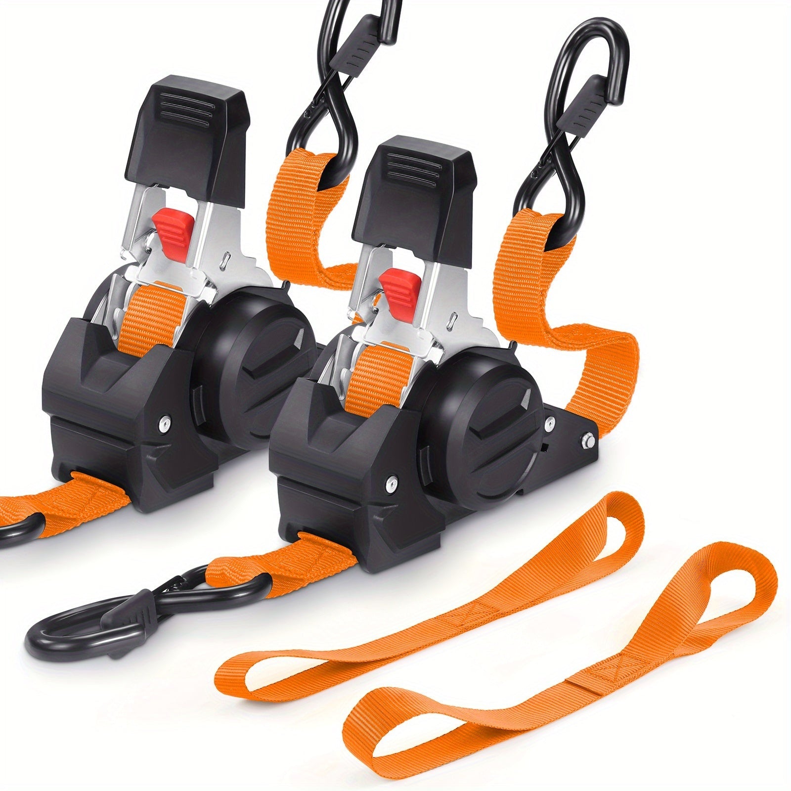 4PCS Retractable Ratchet Tie Down Straps 10FT Heavy Duty