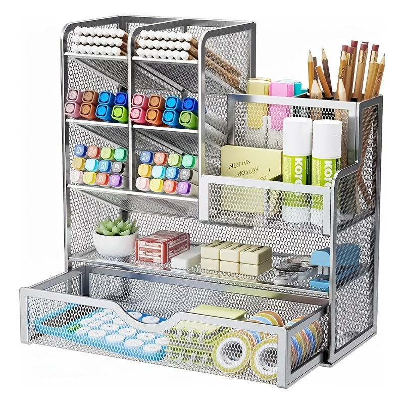 Multi-Layer Iron Mesh Desk Organizer for Office and Stationery