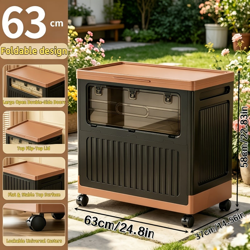 Foldable Stackable Storage Bin with Wheels and Front Access Doors