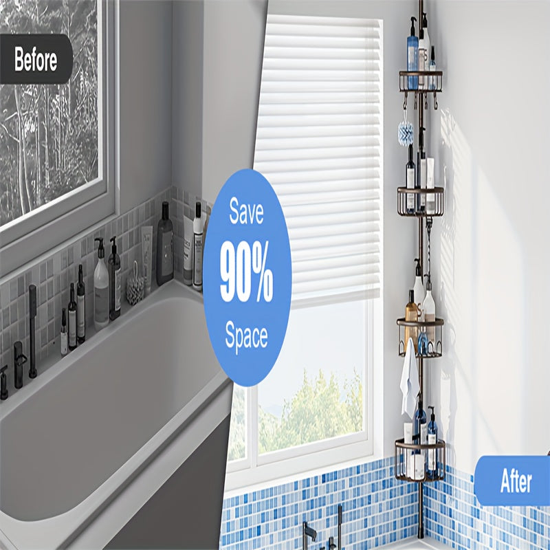 4-Tier Adjustable Corner Shower Organizer Rack in Black