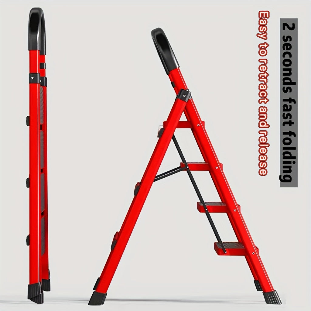 Heavy-Duty Folding Step Ladder 500LBS Capacity Non-Slip Portable