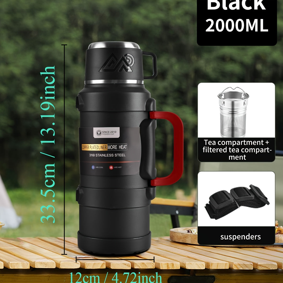 Insulated Stainless Steel Water Bottle with Handle and Tea Infuser
