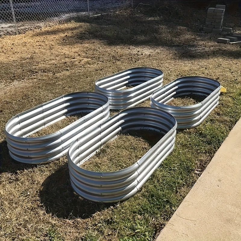 4x2x1ft Oval Galvanized Raised Garden Bed Metal Planter Box