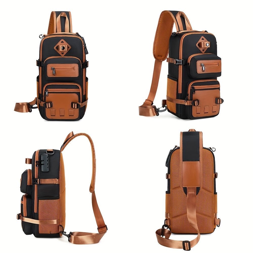 Anti-Theft Sling Bag Crossbody Chest Backpack with USB Waterproof