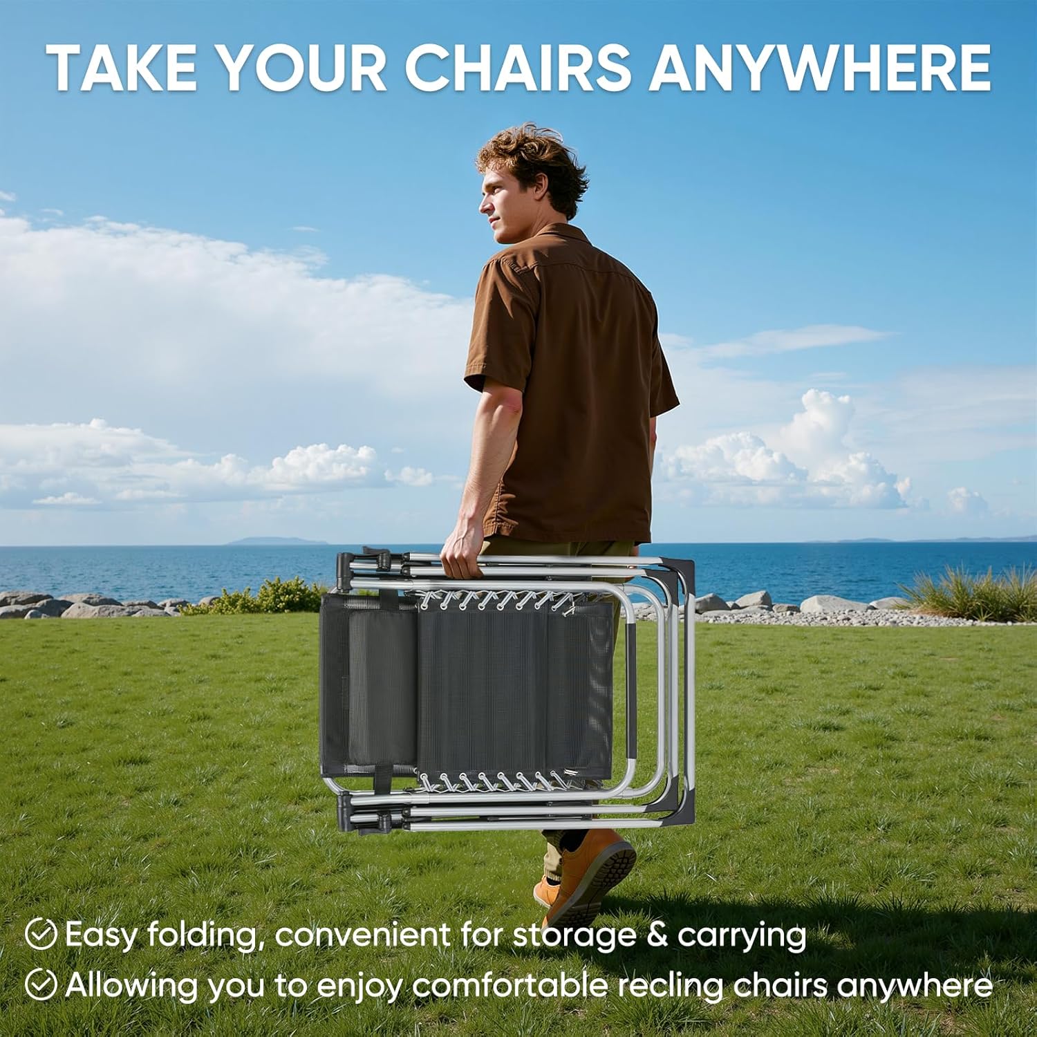 Zero Gravity Recliner Chair Foldable Patio Lounge with Cup Holder