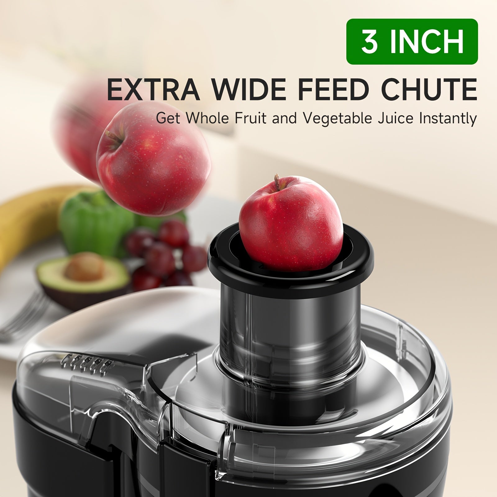 500W Centrifugal Juicer Machine, 3-Speed Fruit & Vegetable Extractor