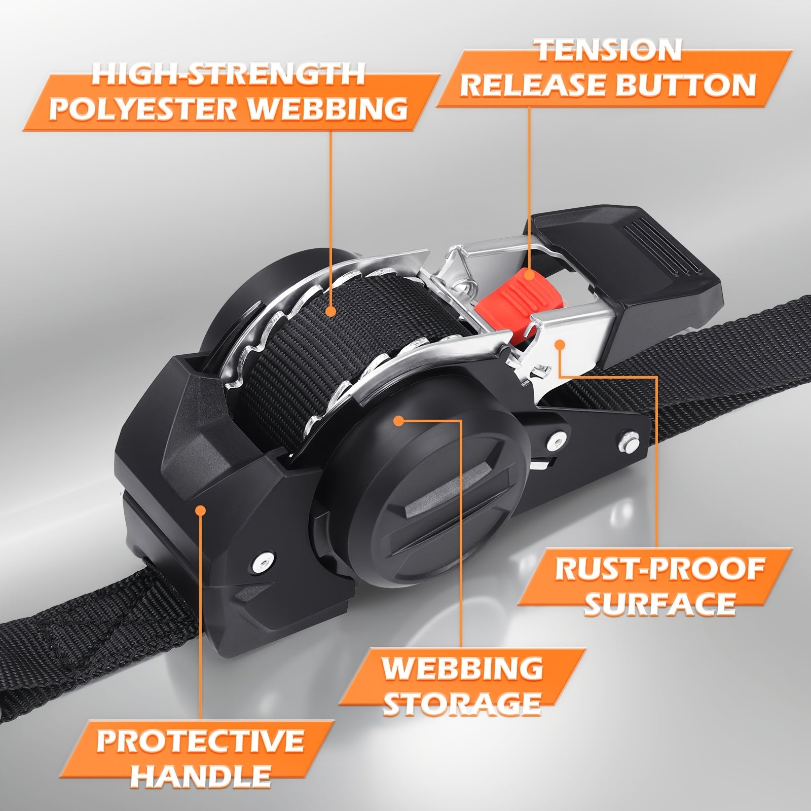 4PCS Retractable Ratchet Tie Down Straps 10FT Heavy Duty