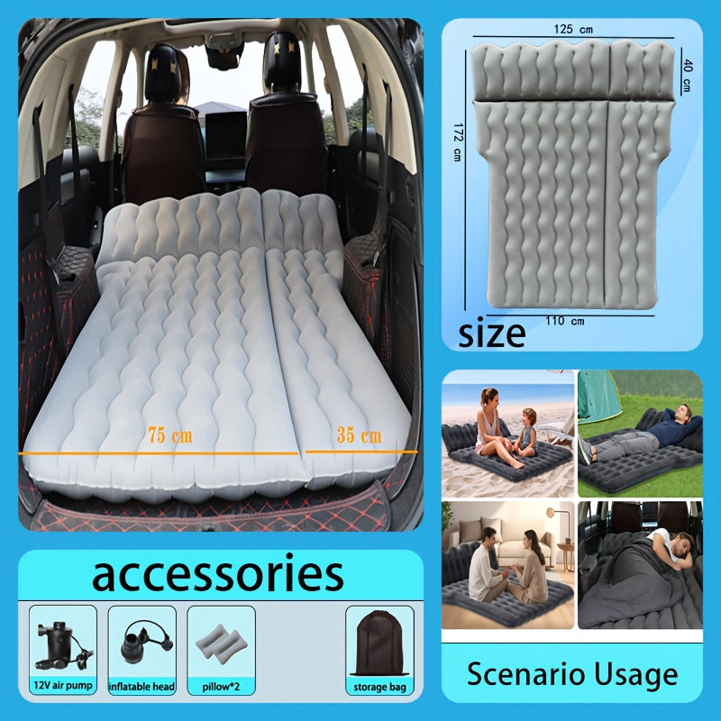 Inflatable Car Back Seat Mattress for SUV Travel with Pump & Pillows