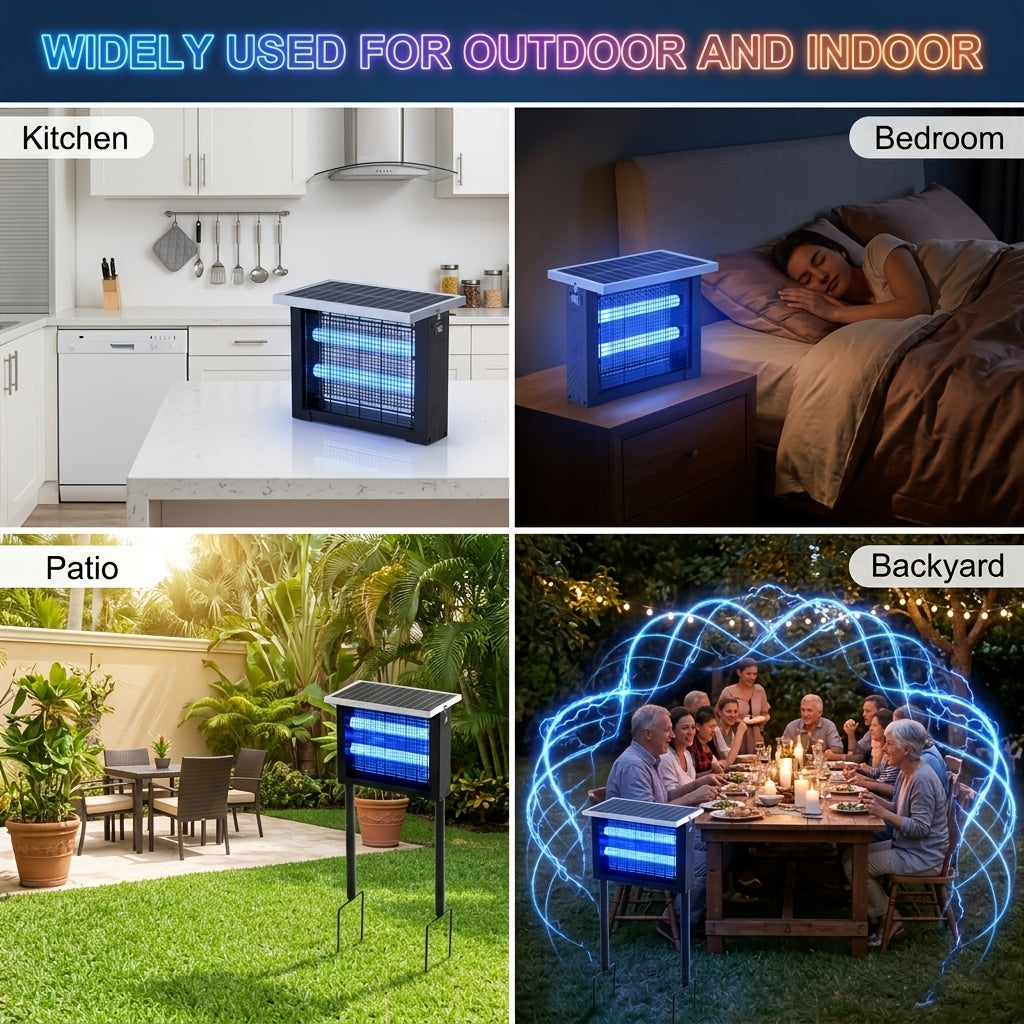 Solar Powered Outdoor Bug Zapper 4500V Electric Insect Killer