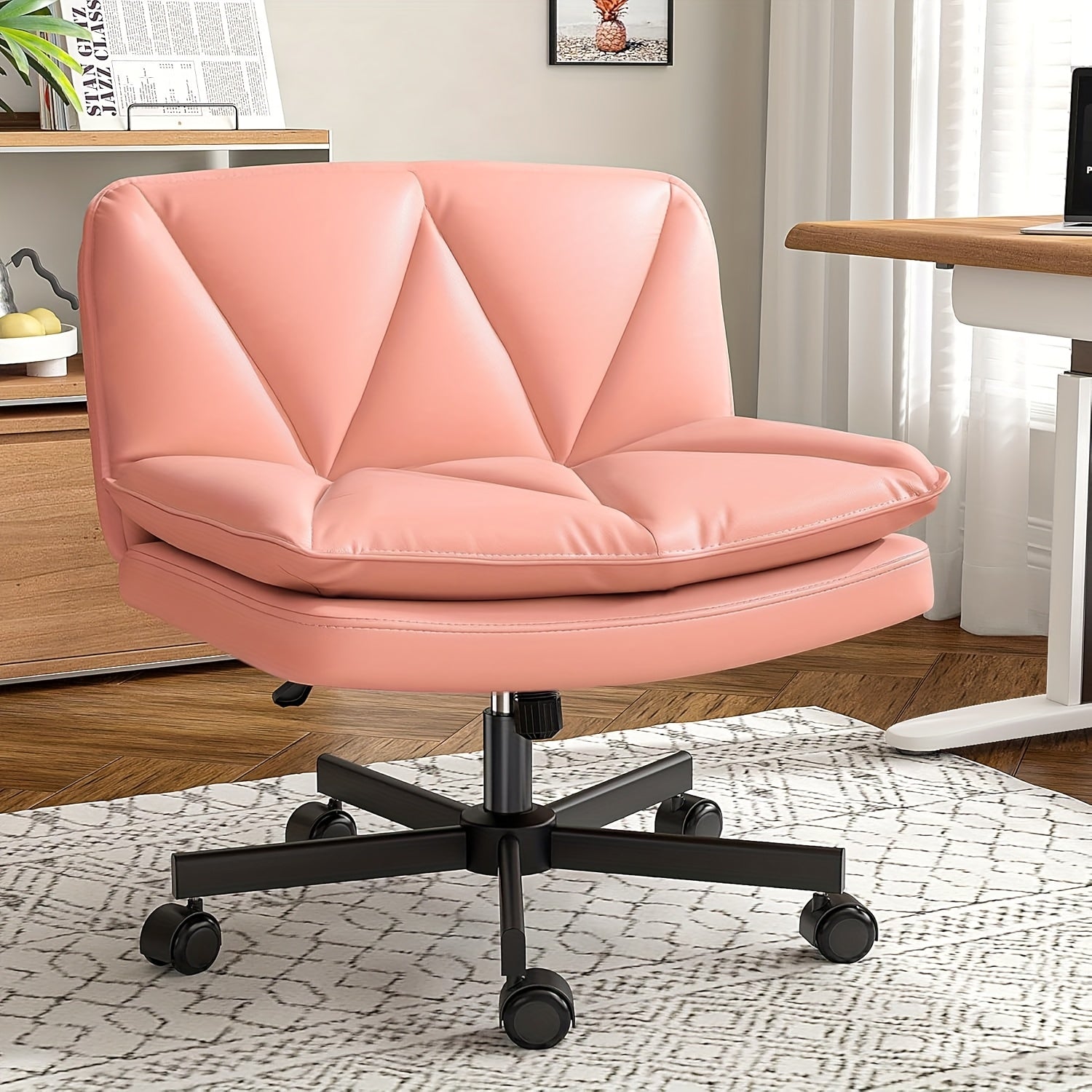 27" Wide Criss Cross Office Chair - Modern Armless Swivel Desk Chair