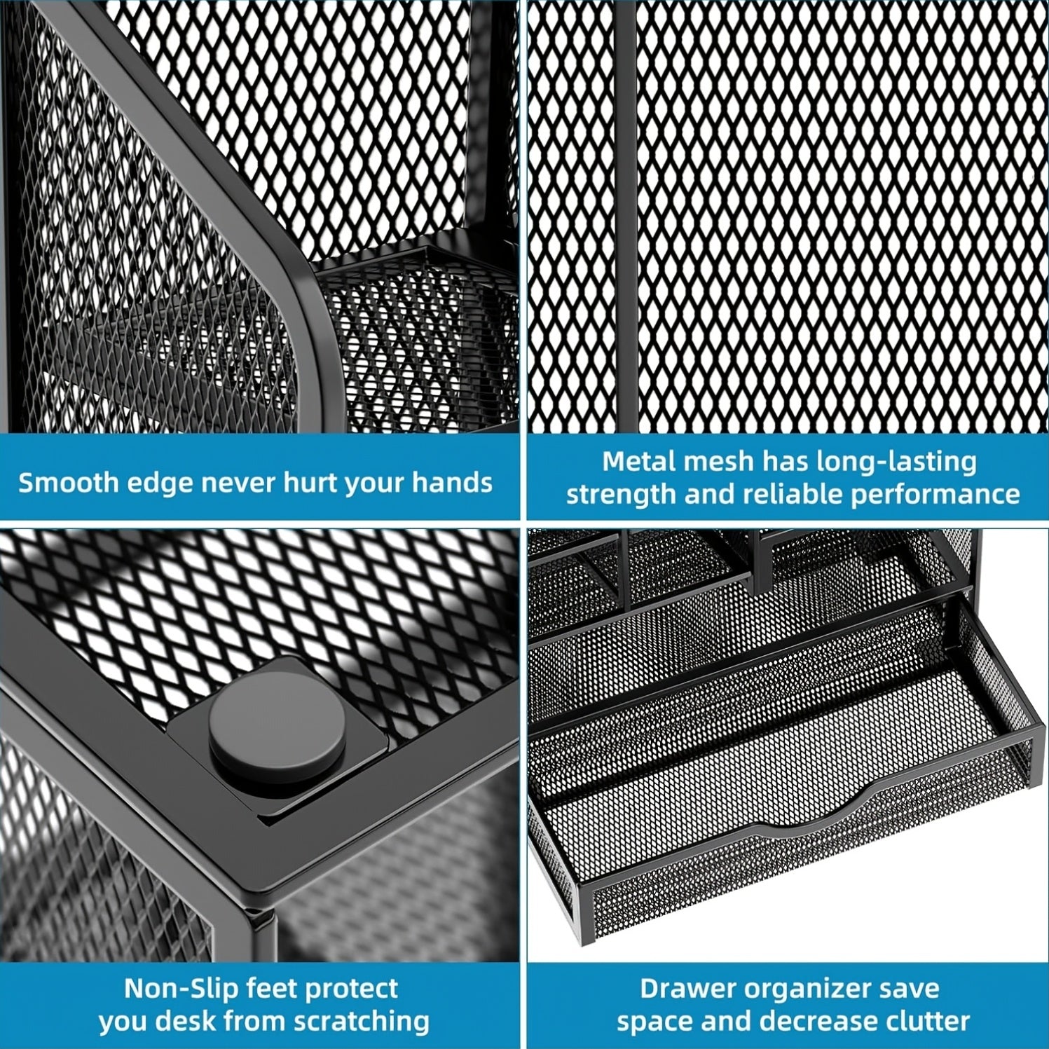 Multi-Layer Iron Mesh Desk Organizer for Office and Stationery