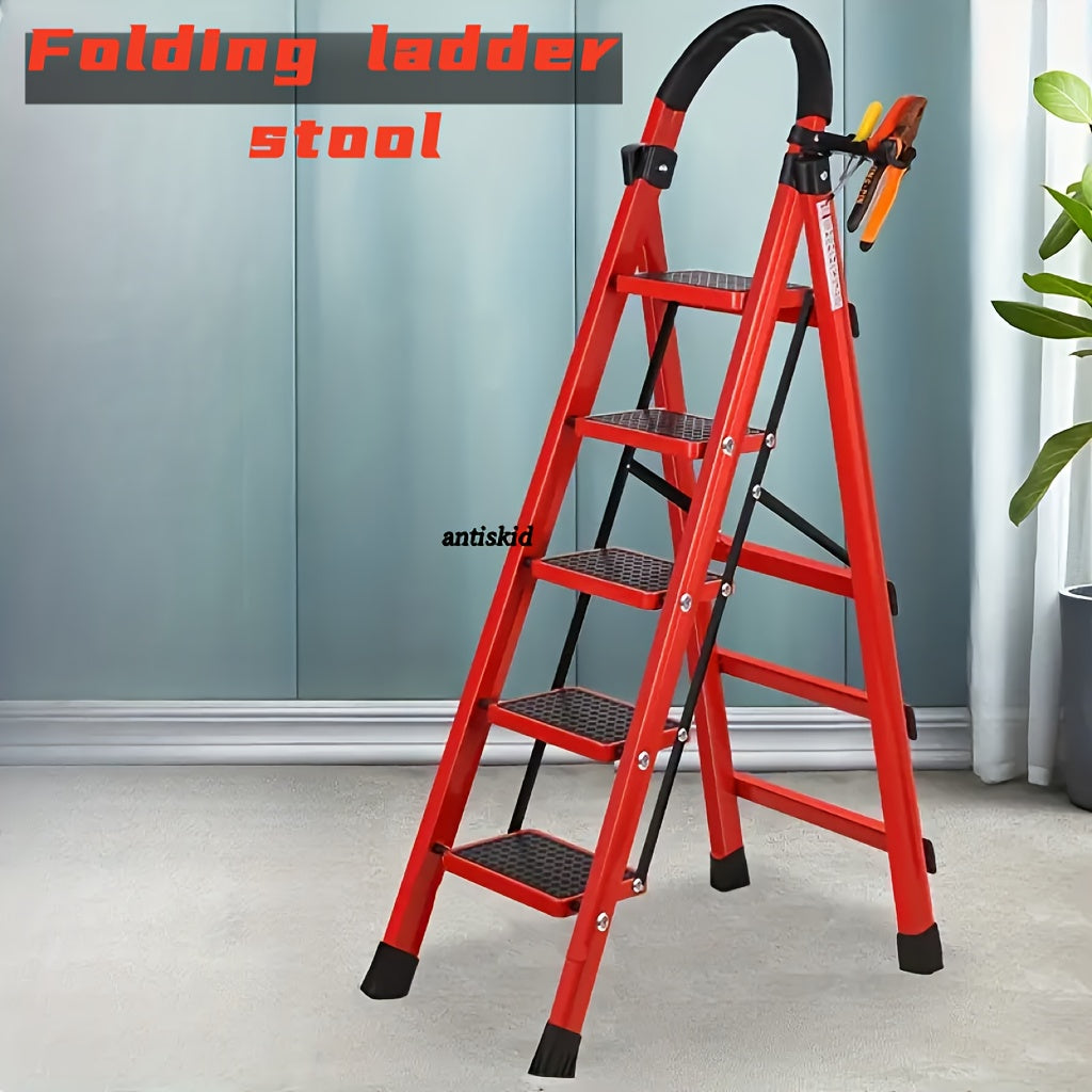 Heavy-Duty Folding Step Ladder 500LBS Capacity Non-Slip Portable