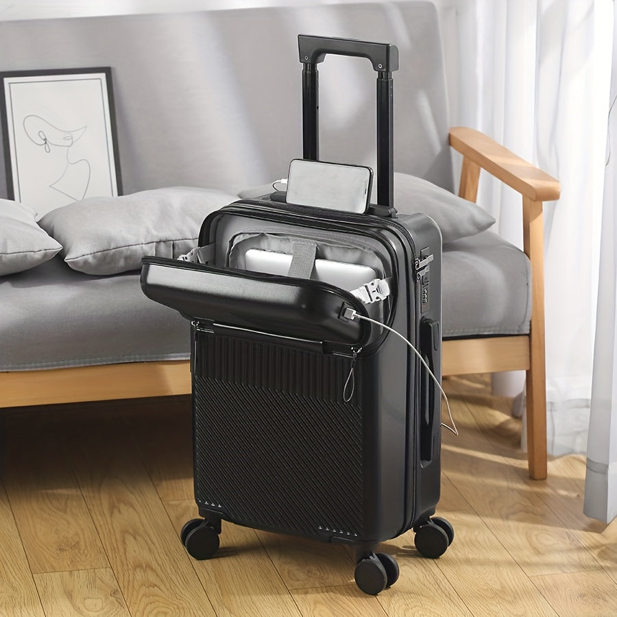Modern Hard Shell Carry-On Suitcase with Laptop Pocket & TSA Lock