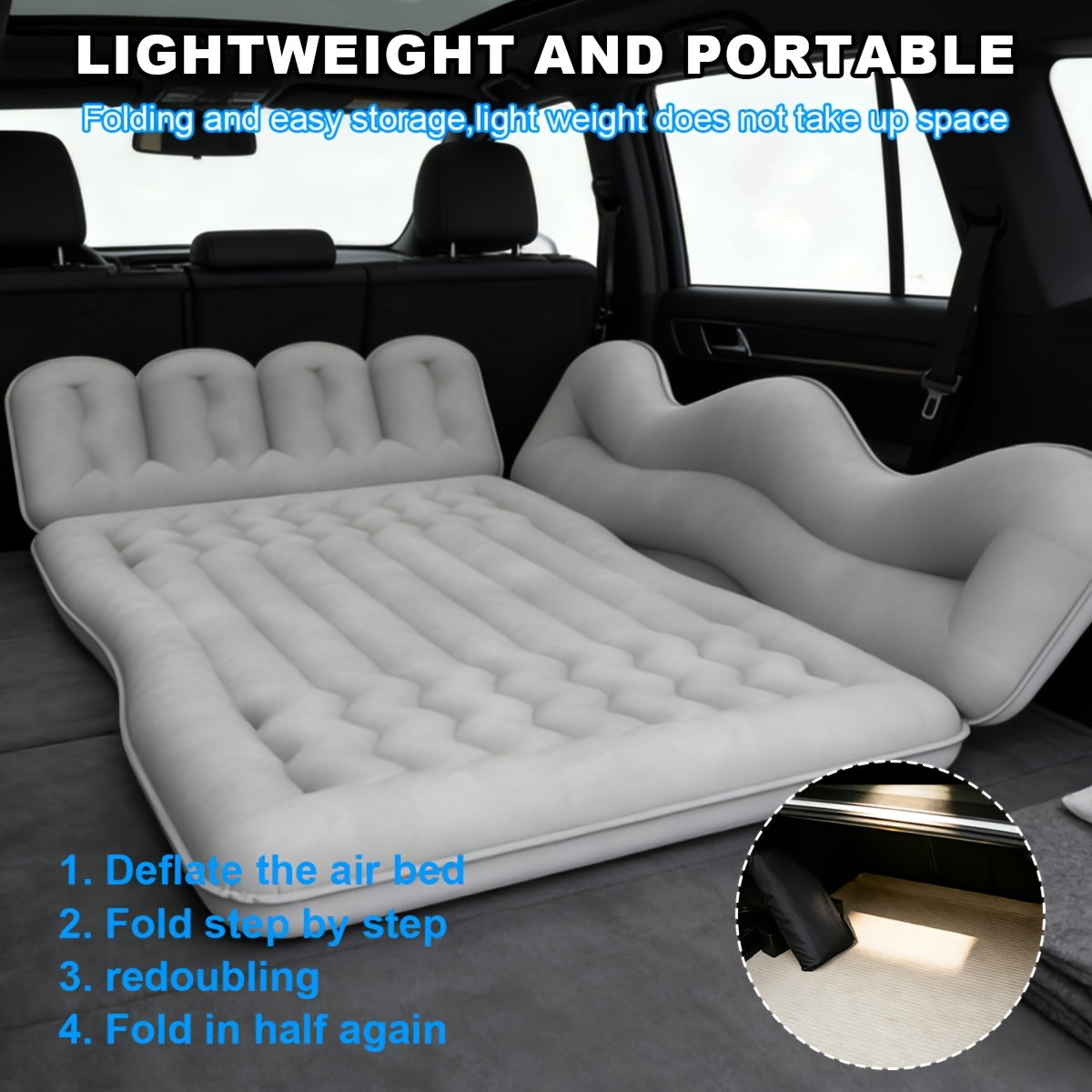 Inflatable Car Back Seat Mattress for SUV Travel with Pump & Pillows
