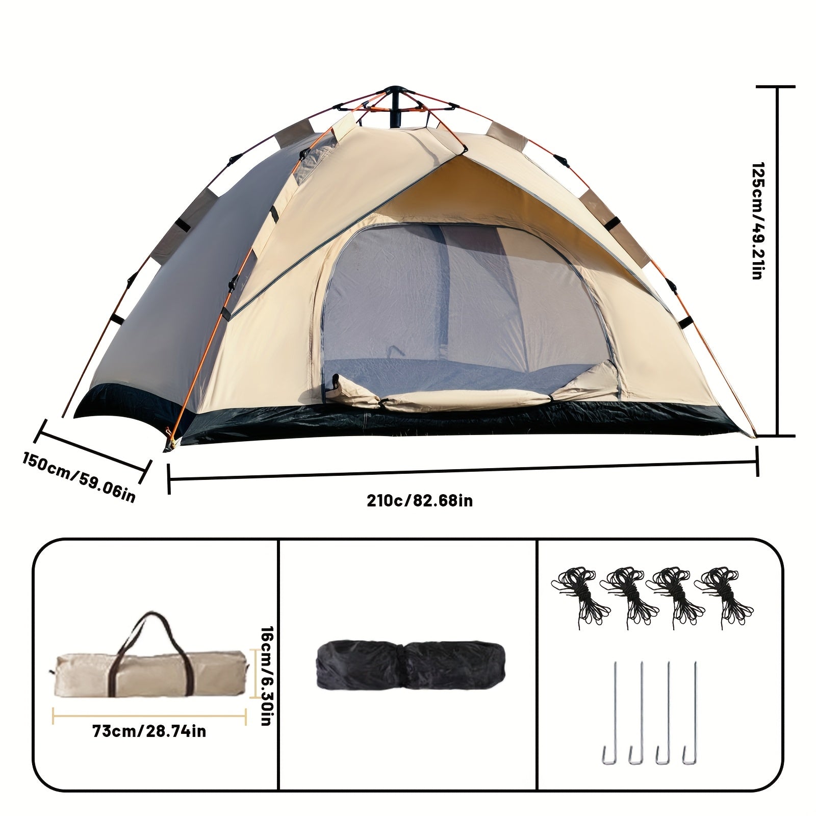 3-4 Person Instant Pop Up Camping Tent Waterproof Quick Setup