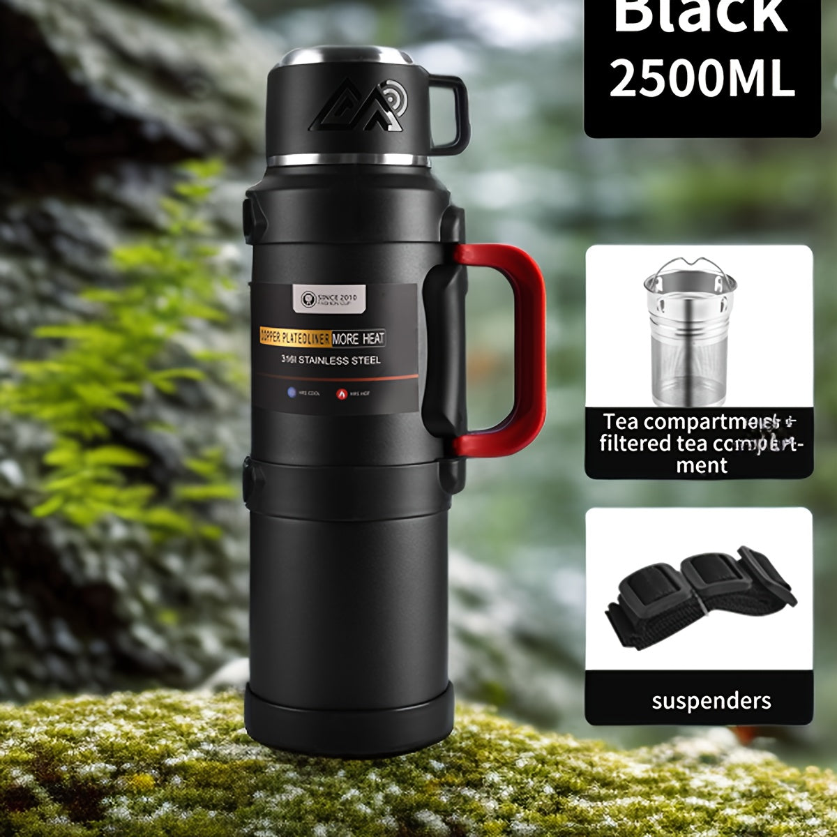Insulated Stainless Steel Water Bottle with Handle and Tea Infuser