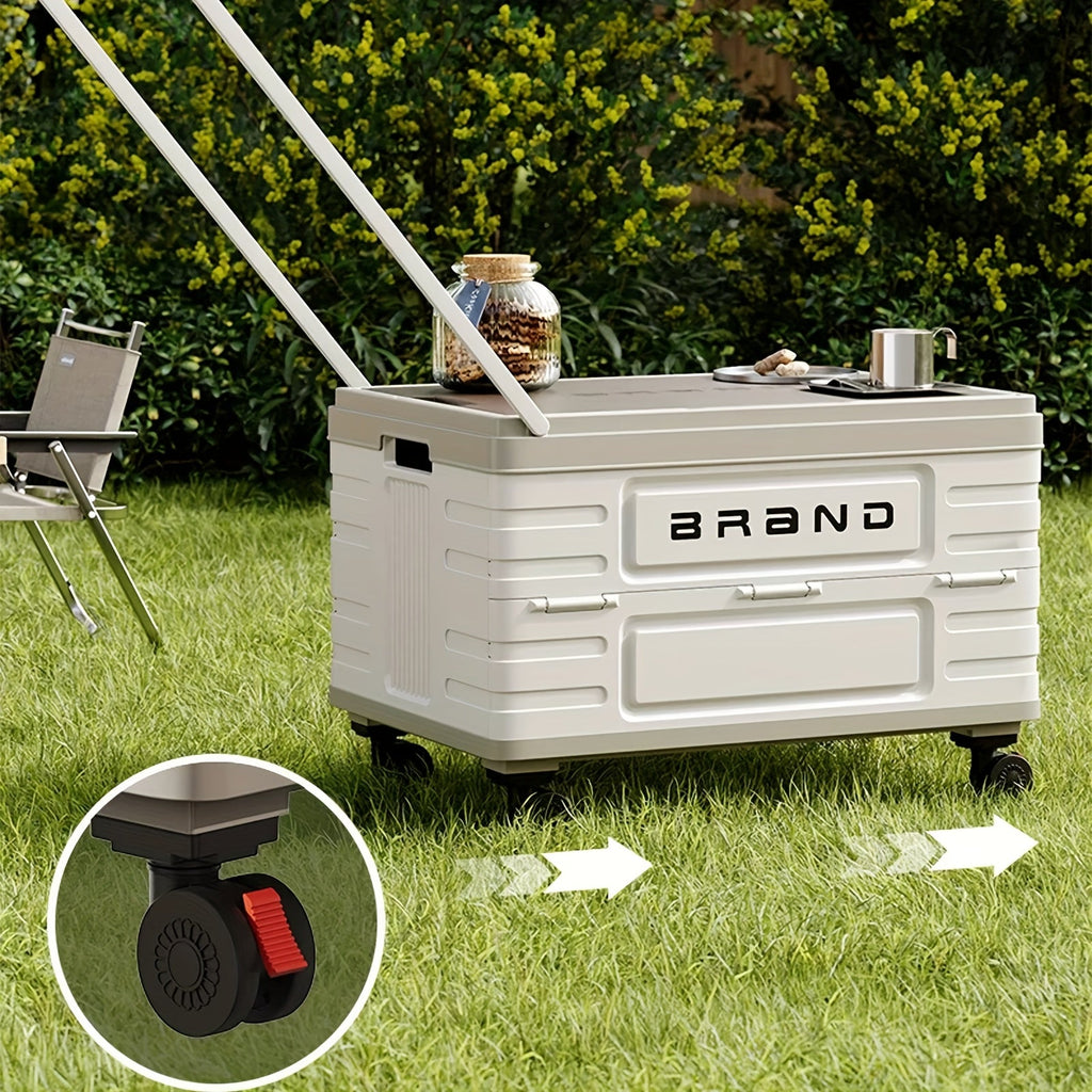 Foldable Storage Box with Wheels and Lid - Portable Organizer