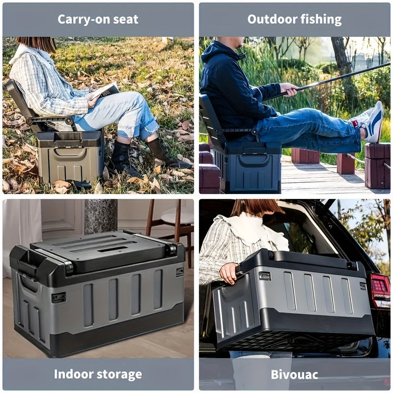 Foldable Camping Stool with Backrest and Storage Bag for Outdoors