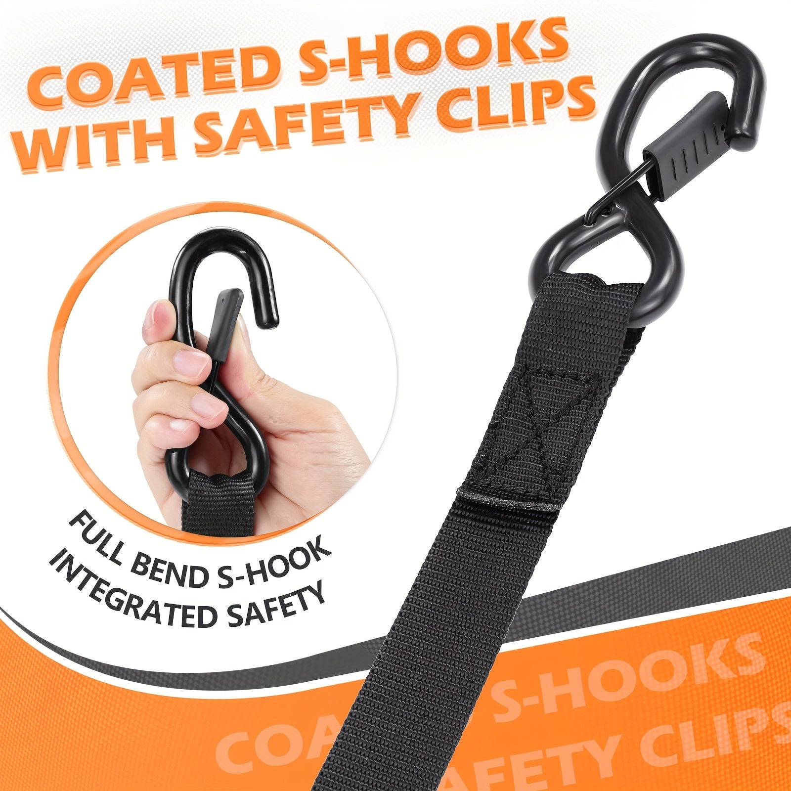 4PCS Retractable Ratchet Tie Down Straps 10FT Heavy Duty