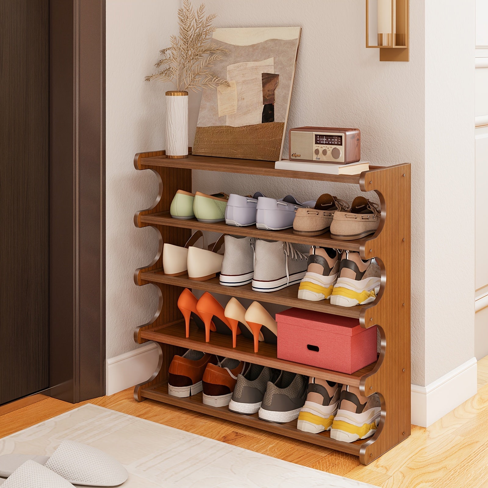 5/6 Tier Bamboo Shoe Rack Organizer for Modern Entryways