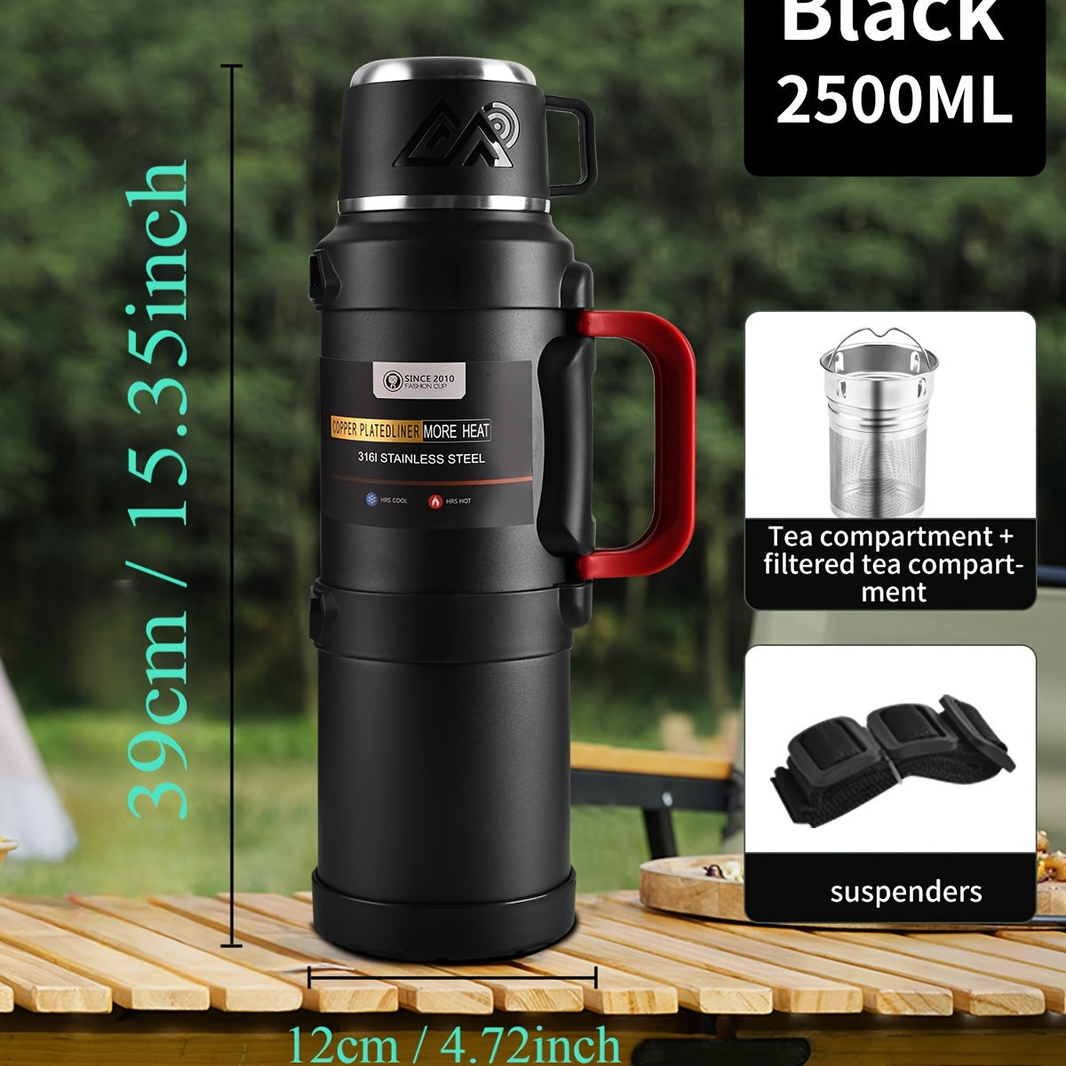 Insulated Stainless Steel Water Bottle with Handle and Tea Infuser