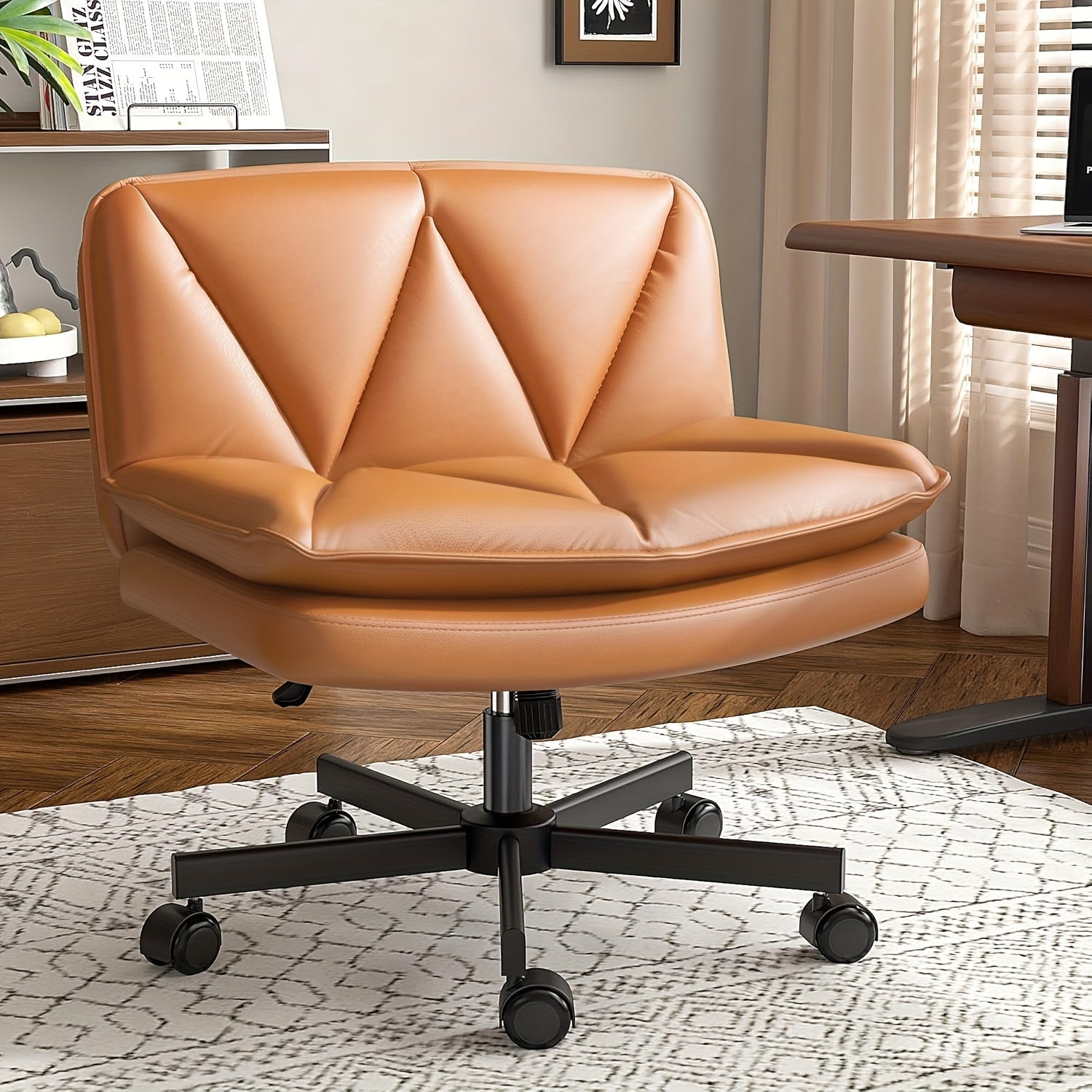 27" Wide Criss Cross Office Chair - Modern Armless Swivel Desk Chair