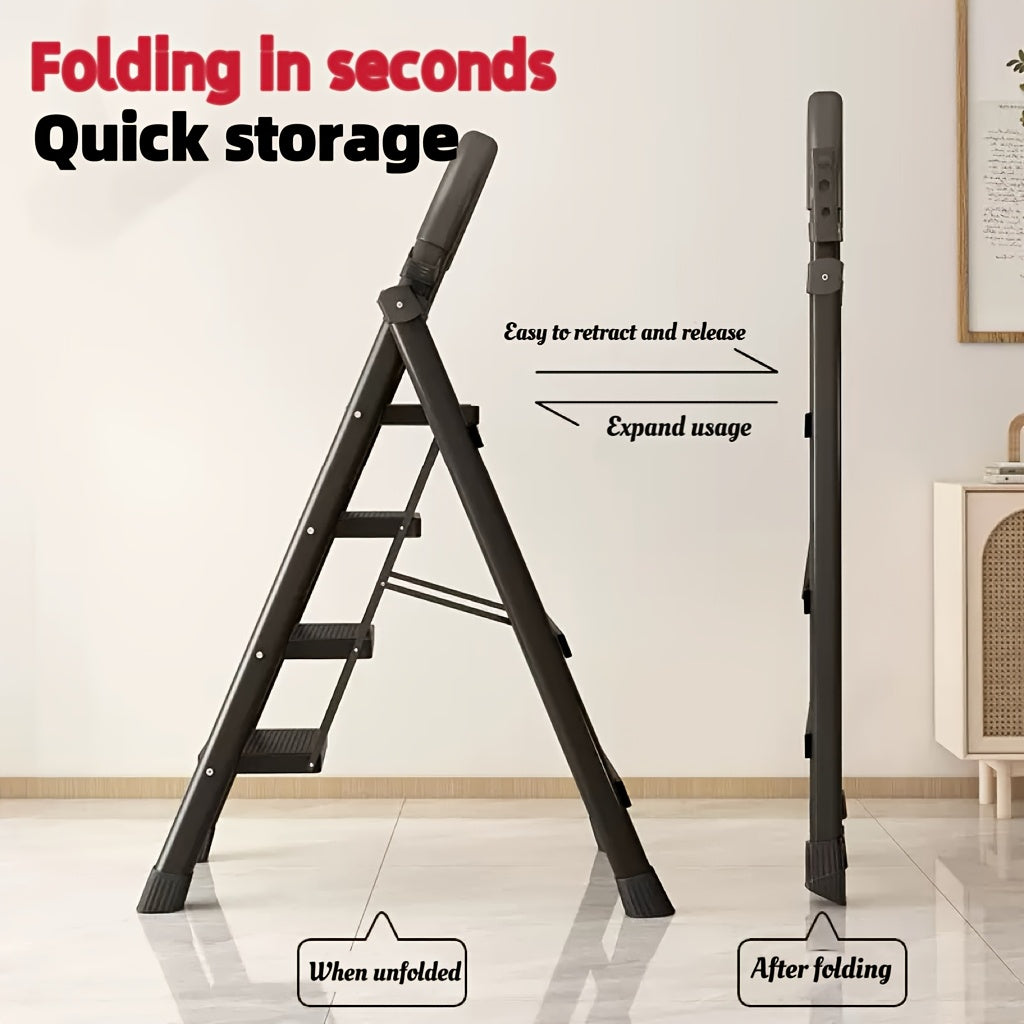Heavy-Duty Folding Step Ladder 500LBS Capacity Non-Slip Portable