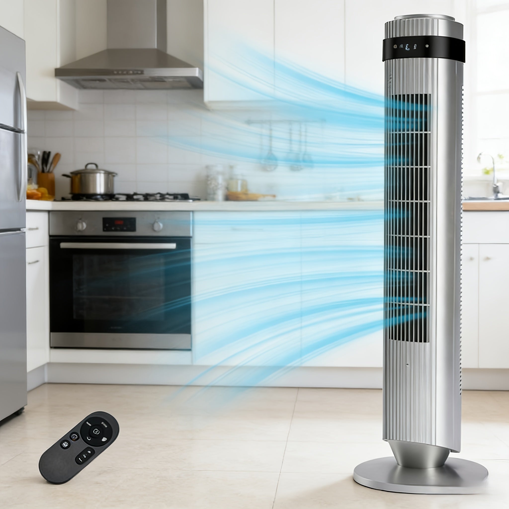 Quiet Bladeless Tower Fan with 5 Speeds and Remote for Nursery