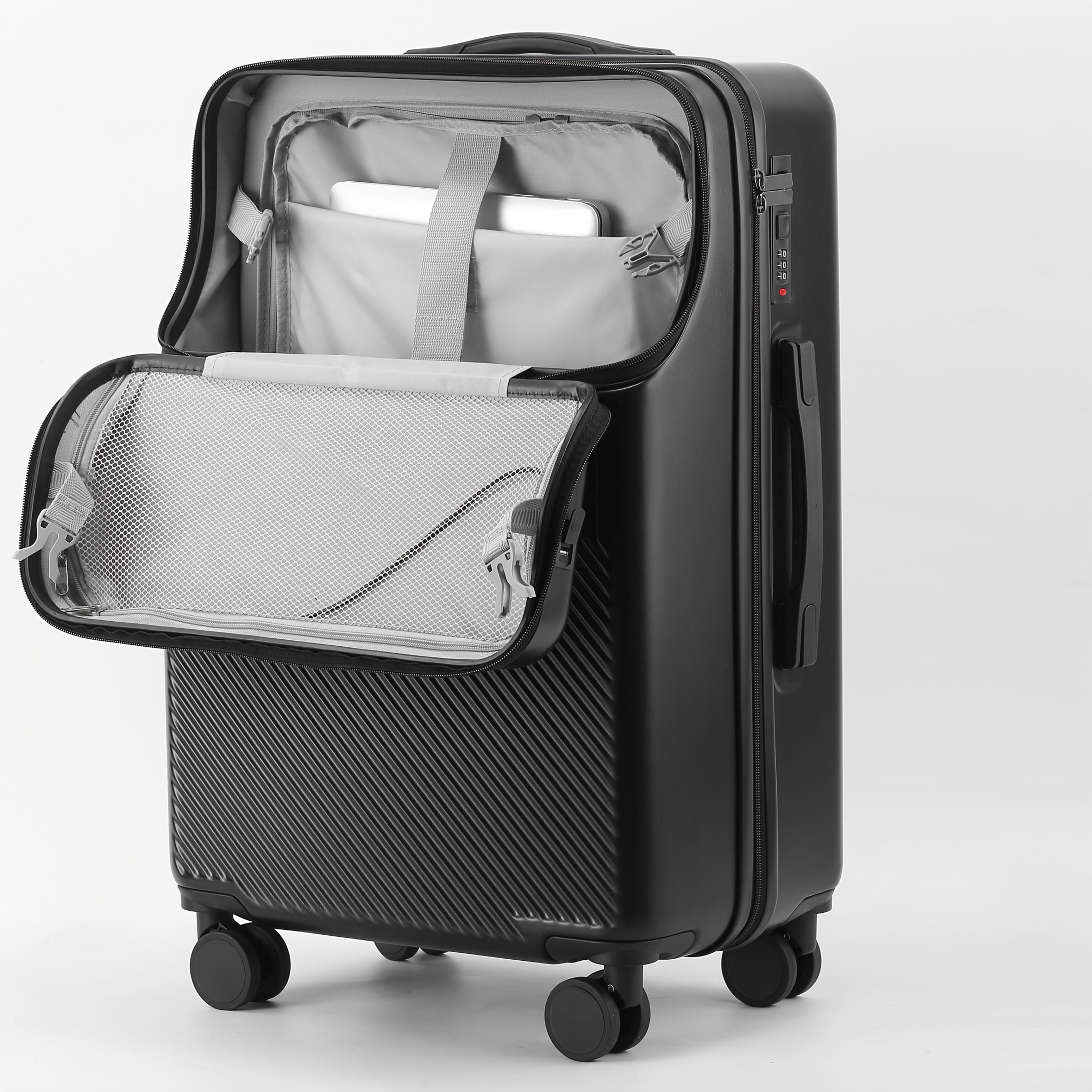 Modern Hard Shell Carry-On Suitcase with Laptop Pocket & TSA Lock