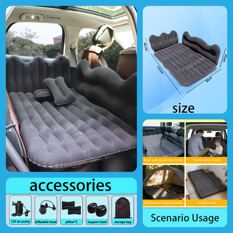 Inflatable Car Back Seat Mattress for SUV Travel with Pump & Pillows