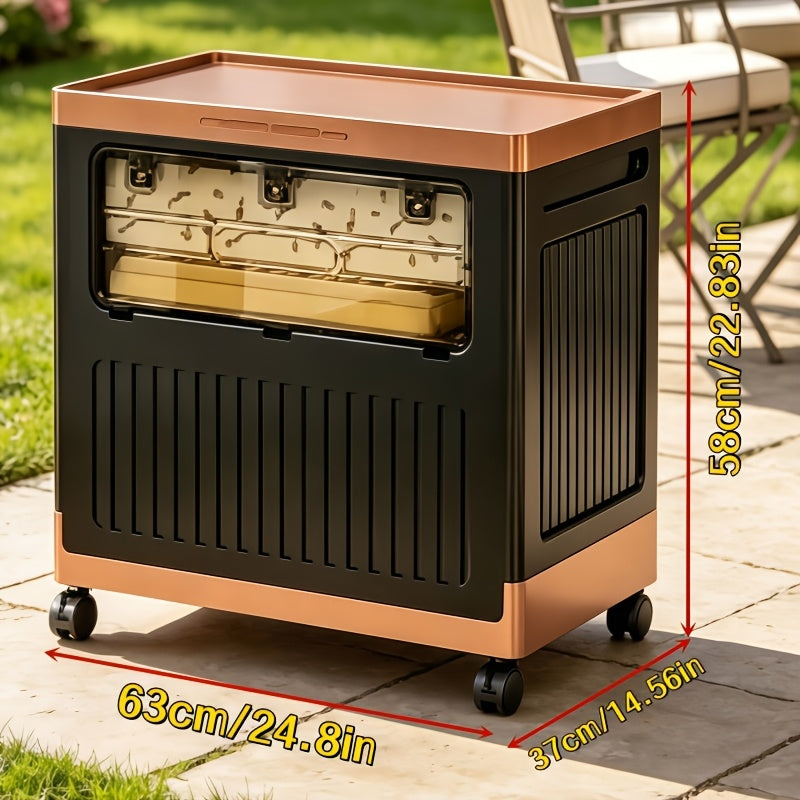 Foldable Stackable Storage Bin with Wheels and Front Access Doors