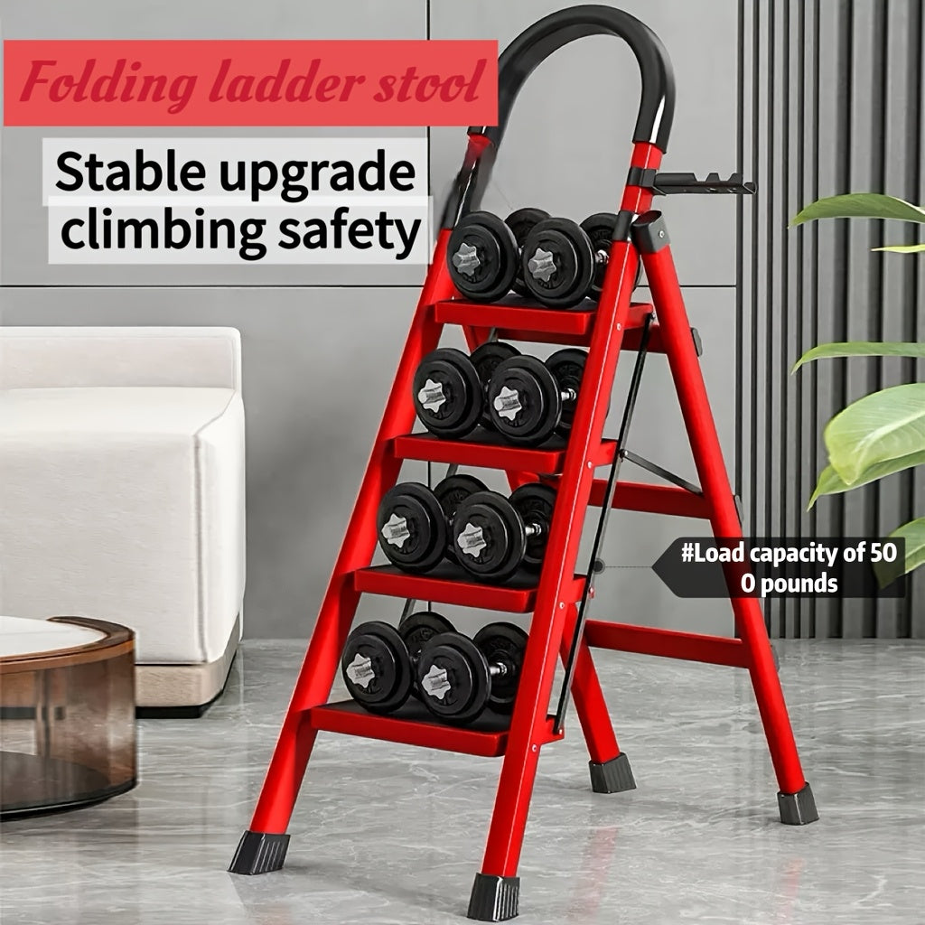 Heavy-Duty Folding Step Ladder 500LBS Capacity Non-Slip Portable