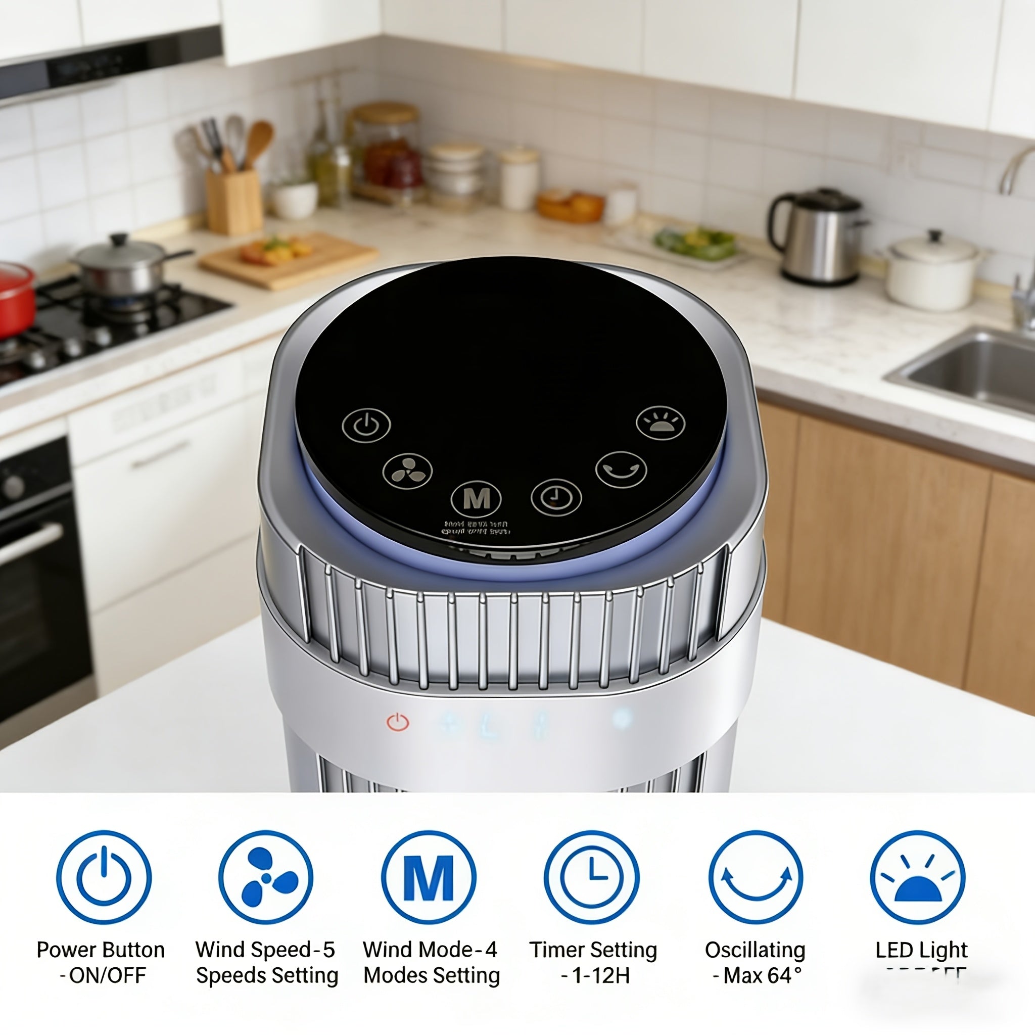 Quiet Bladeless Tower Fan with 5 Speeds and Remote for Nursery