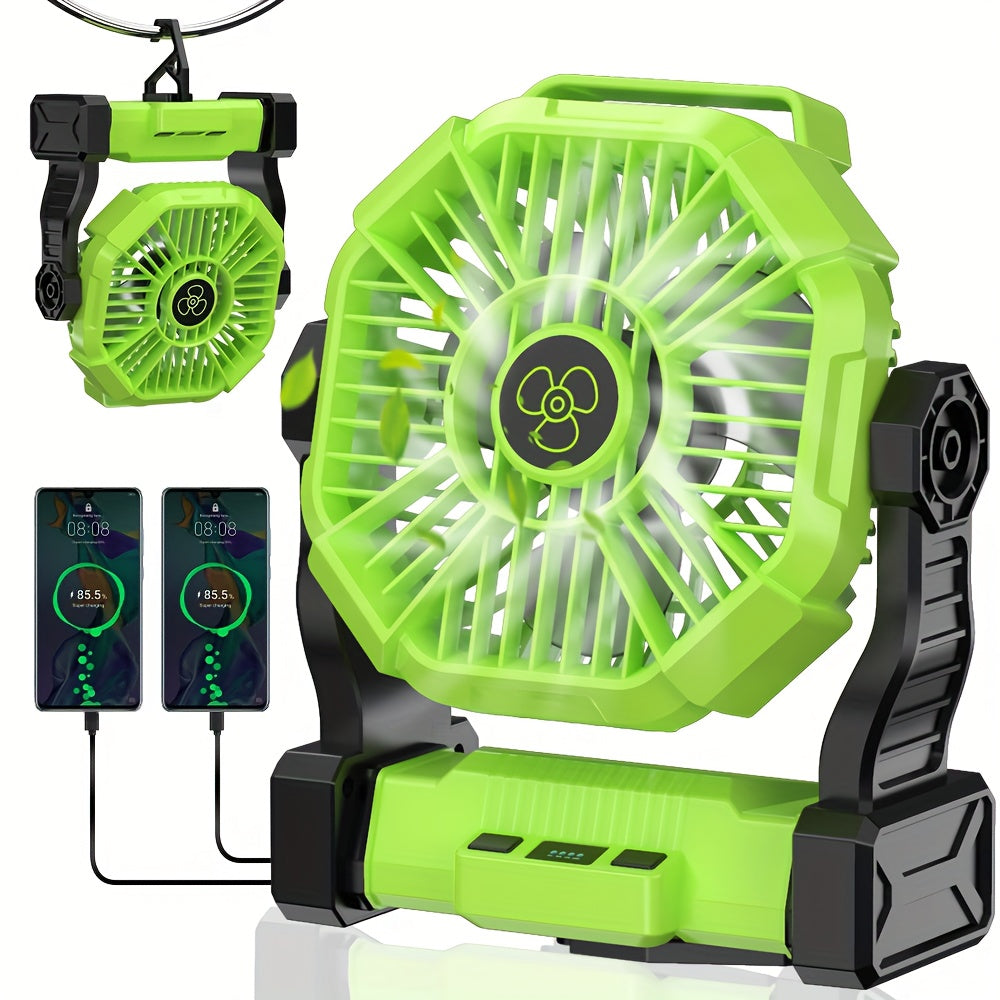 Rechargeable 3-in-1 Oscillating Camping Fan with LED Lantern Light