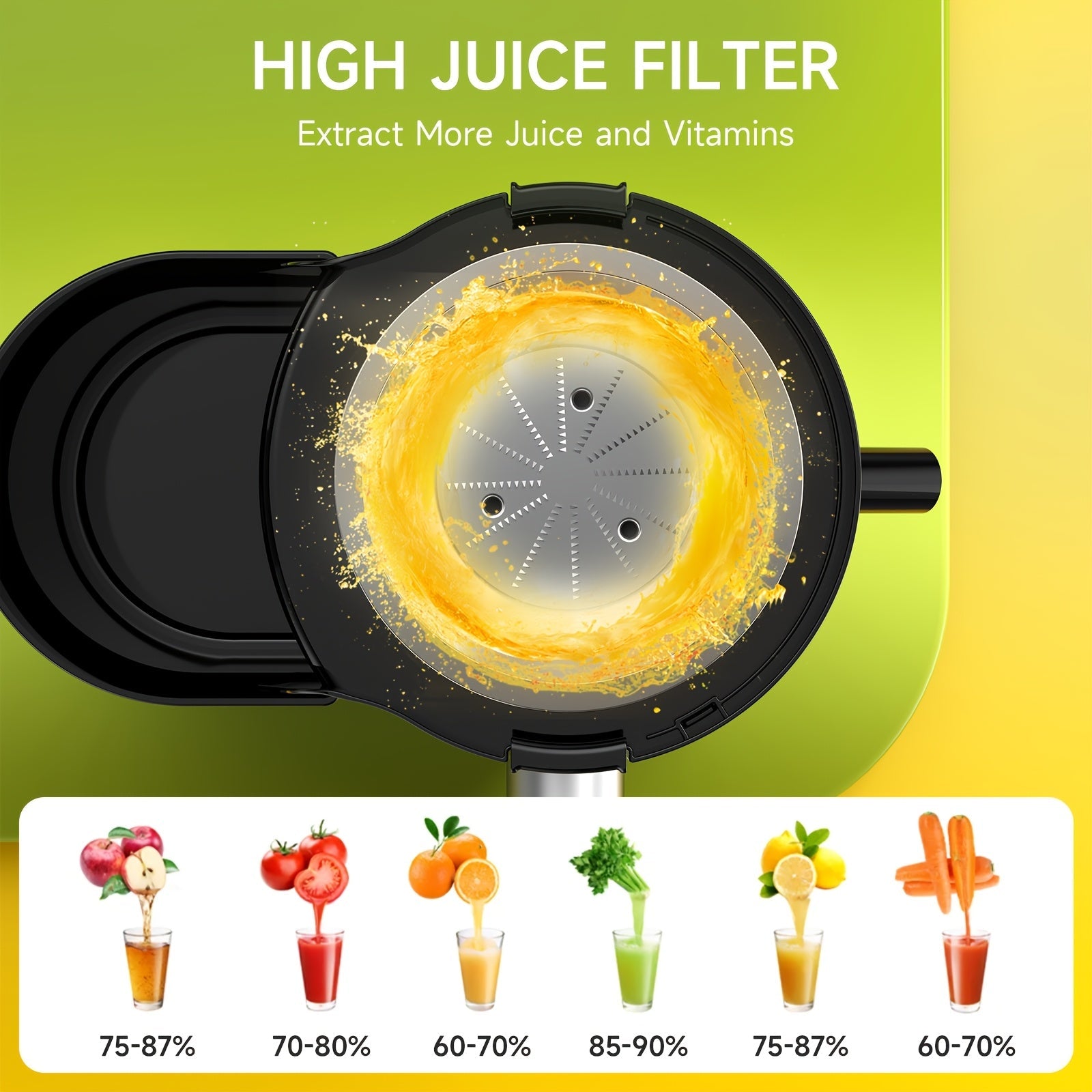 500W Centrifugal Juicer Machine, 3-Speed Fruit & Vegetable Extractor