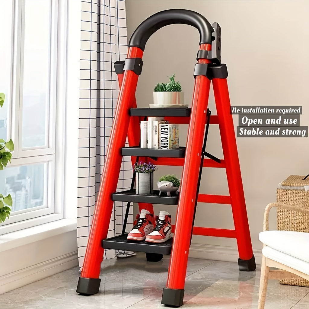 Heavy-Duty Folding Step Ladder 500LBS Capacity Non-Slip Portable