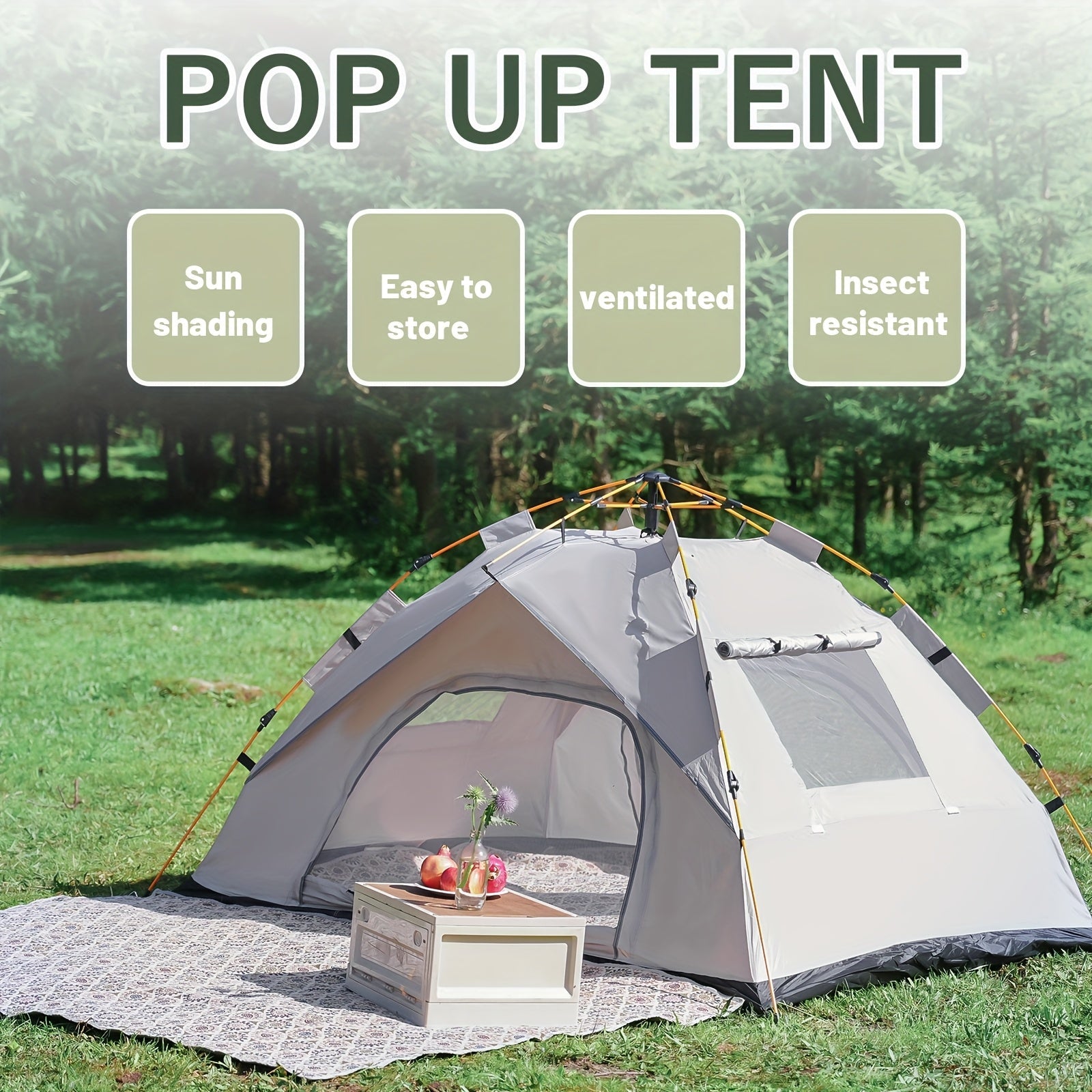 3-4 Person Instant Pop Up Camping Tent Waterproof Quick Setup