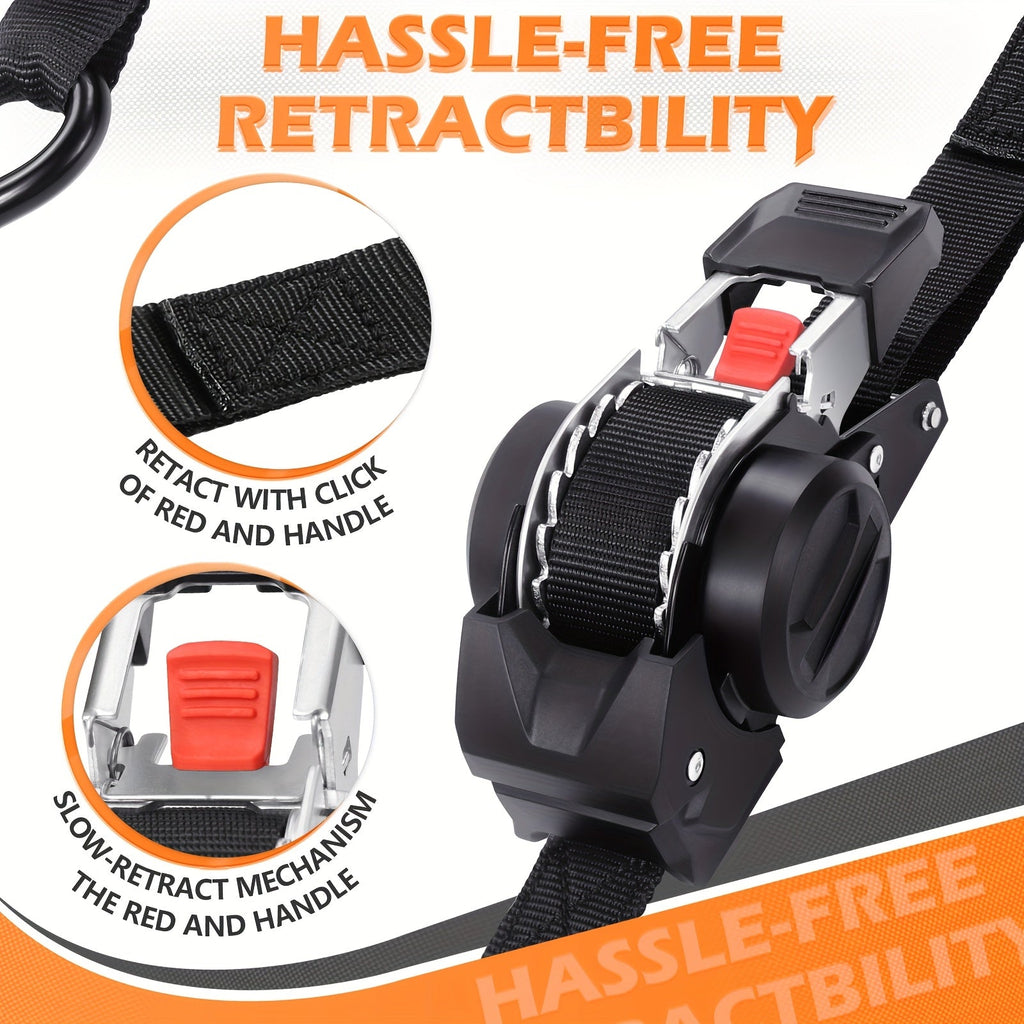 4PCS Retractable Ratchet Tie Down Straps 10FT Heavy Duty
