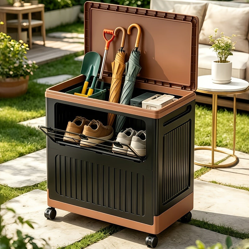 Foldable Stackable Storage Bin with Wheels and Front Access Doors