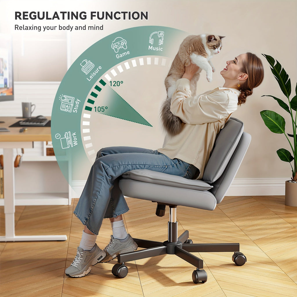27" Wide Criss Cross Office Chair - Modern Armless Swivel Desk Chair