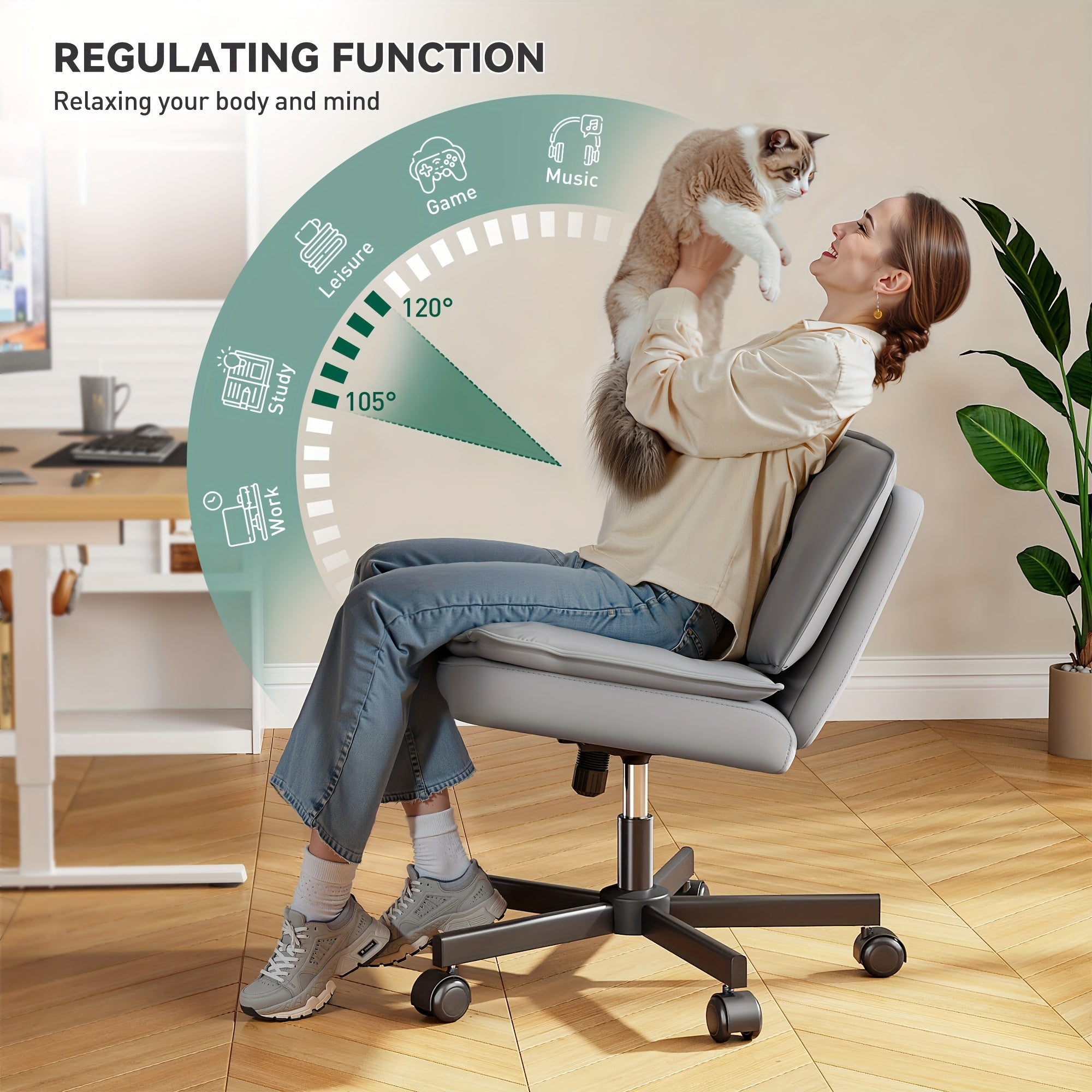 27" Wide Criss Cross Office Chair - Modern Armless Swivel Desk Chair