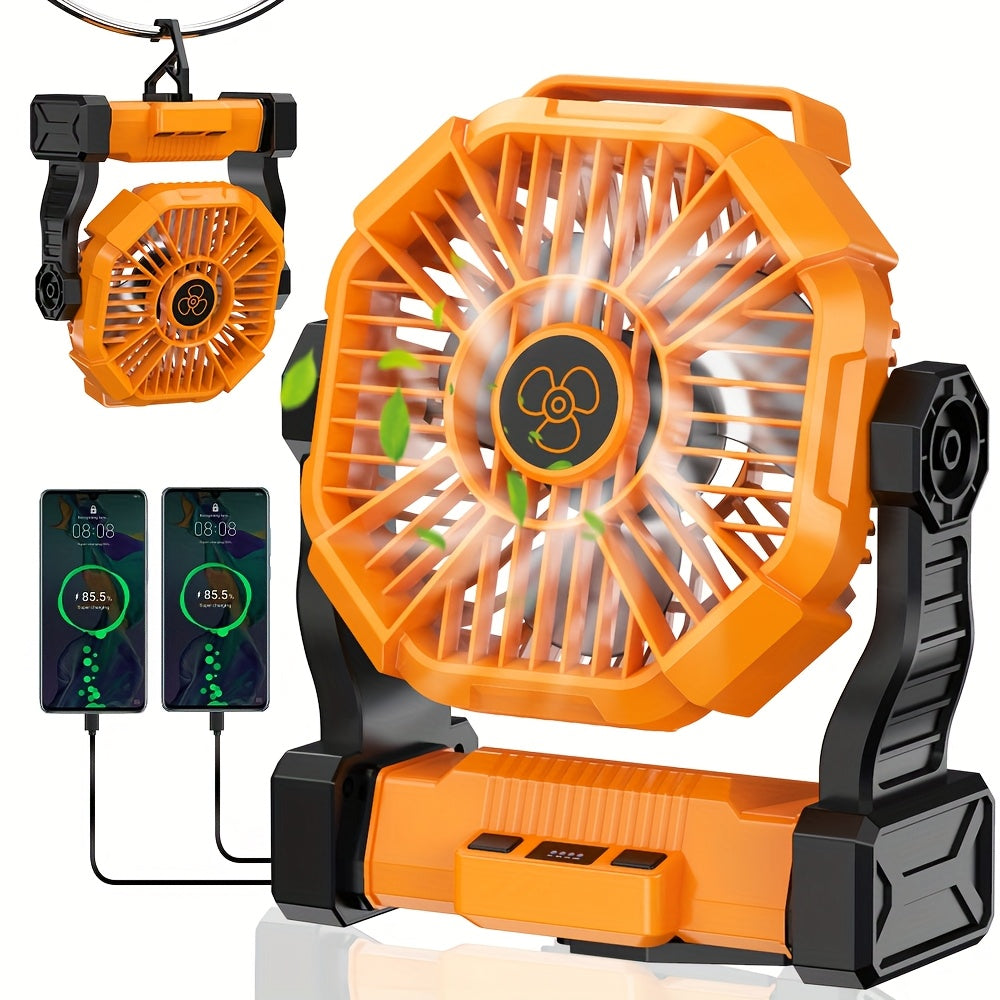 Rechargeable 3-in-1 Oscillating Camping Fan with LED Lantern Light